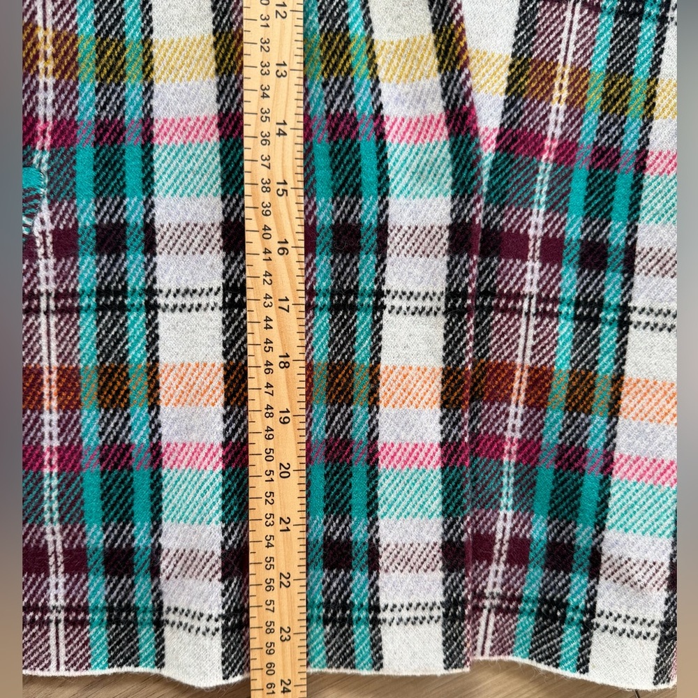 Anthropologie Rosetta cropped plaid Colorful Knit jacket. Three-quarter sleeve. - Picture 7 of 10